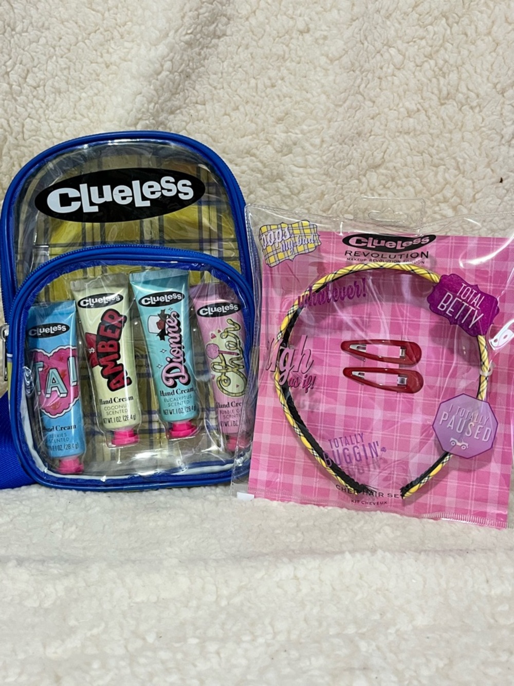 Clueless Cosmetic Bag with Hand Creams + Clueless Pink Headband Set